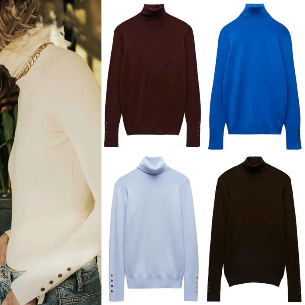 autumn and winter basic models temperament slim soft texture metal button high neck sweater stretch bottoming shirt
autumn and winter basic models temperament slim soft texture metal button high neck sweater stretch bottoming shirt