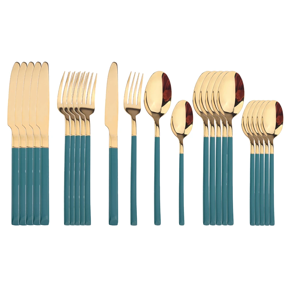 24Pcs/set Green Gold Cutlery Set 304 Stainless Steel Dinnerware Silverware Flatware Set Dinner Knife Fork Spoon Wholesale 
24Pcs/set Green Gold Cutlery Set 304 Stainless Steel Dinnerware Silverware Flatware Set Dinner Knife Fork Spoon Wholesale