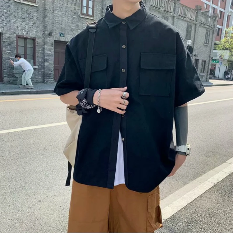 Men Shirts Summer Thin Solid Simple Half-Sleeve Loose Mens Outwears Multi-pockets Korean Safari Style Trendy Leisure Cargo BF
Men Shirts Summer Thin Solid Simple Half-Sleeve Loose Mens Outwears Multi-pockets Korean Safari Style Trendy Leisure Cargo BF