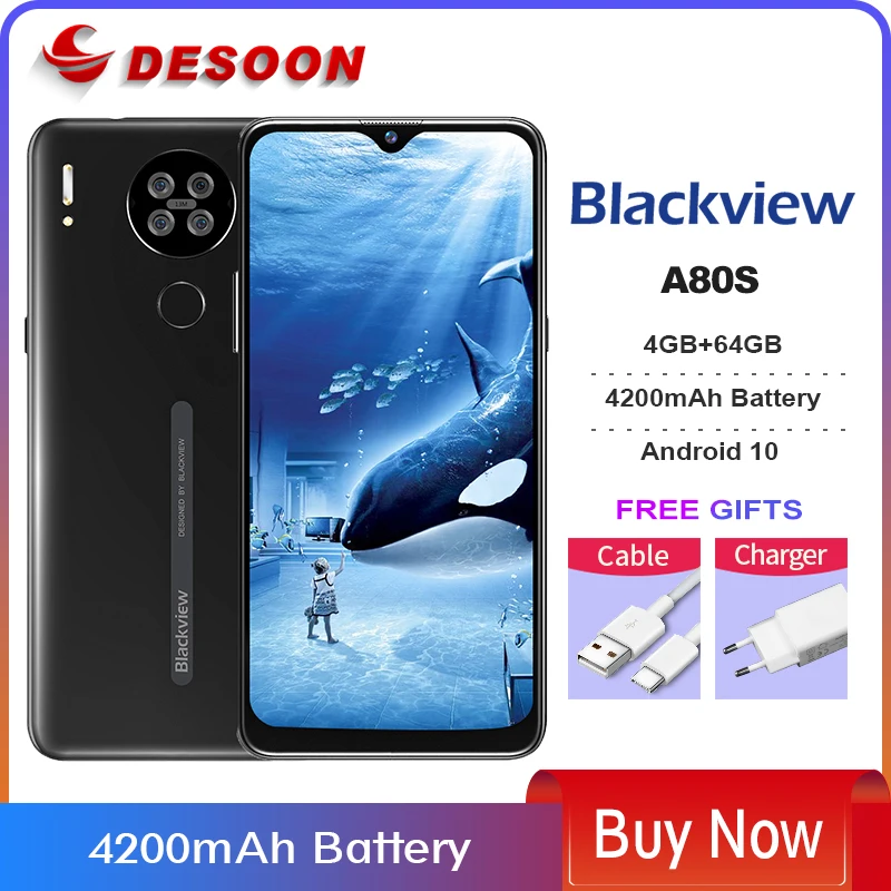 Blackview A80s смартфон 4 Гб + 64 ГБ четырёхъядерный Android 10 4200 мАч|Смартфоны| |