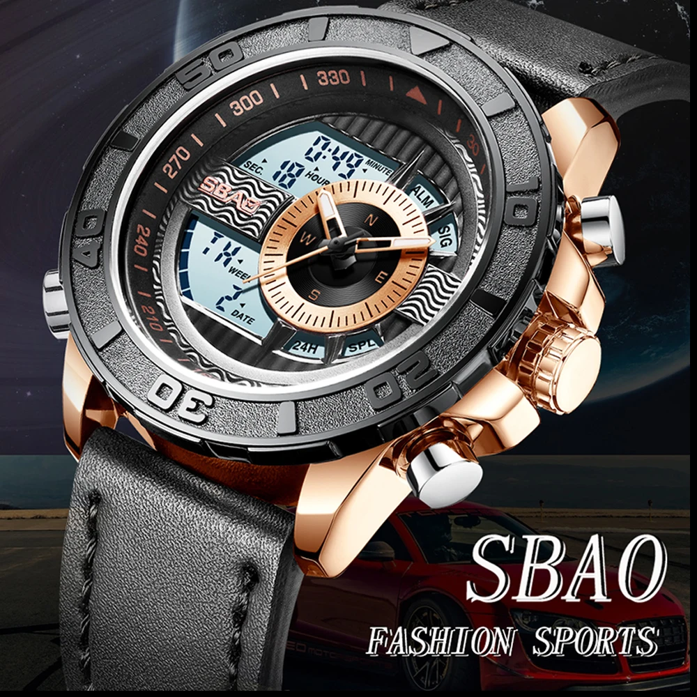 

SBAO Sports Men's Watch Top Brand Luxury Military Quartz Electronic Watches Waterproof Electronic Wristwatch Relogio Masculino