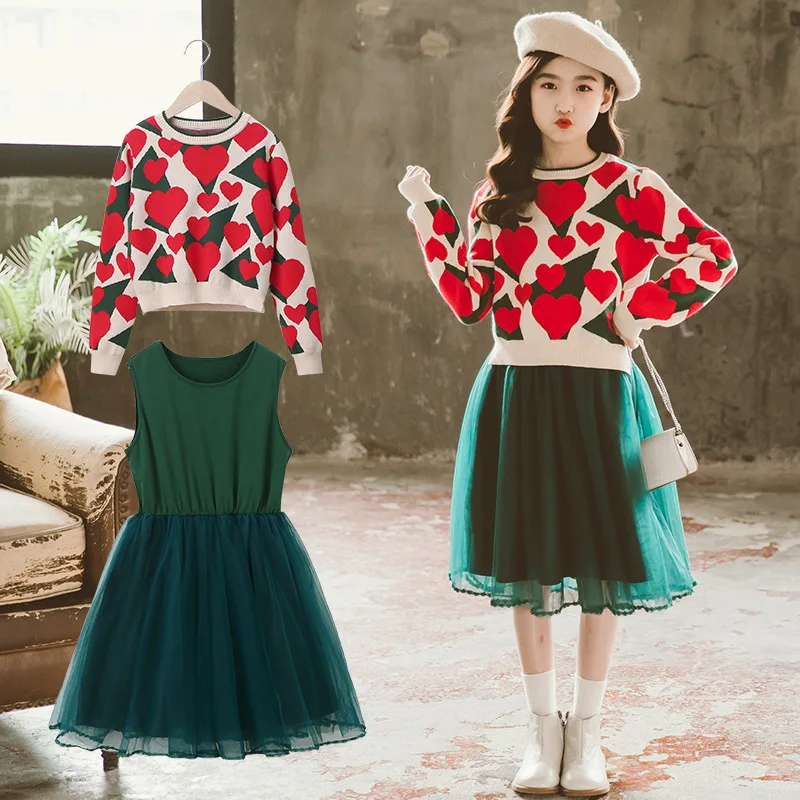 Sweetheart Kids Clothes Suit Spring Autumn Children Baby Girls Sweater + Dress Teenagers Printing Outwear High Quality
Sweetheart Kids Clothes Suit Spring Autumn Children Baby Girls Sweater + Dress Teenagers Printing Outwear High Quality
