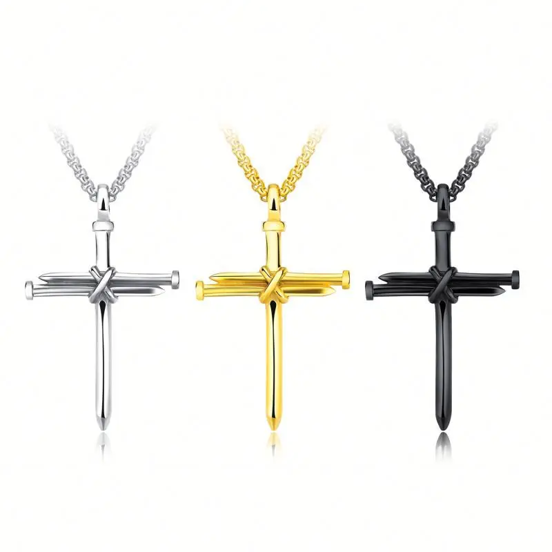 Trendy 3Colors Unisex Wedding Woman Gift Titanium Steel Punk Jewelry Link Chain Nail Cross Pendant Necklace Decoration
Trendy 3Colors Unisex Wedding Woman Gift Titanium Steel Punk Jewelry Link Chain Nail Cross Pendant Necklace Decoration
