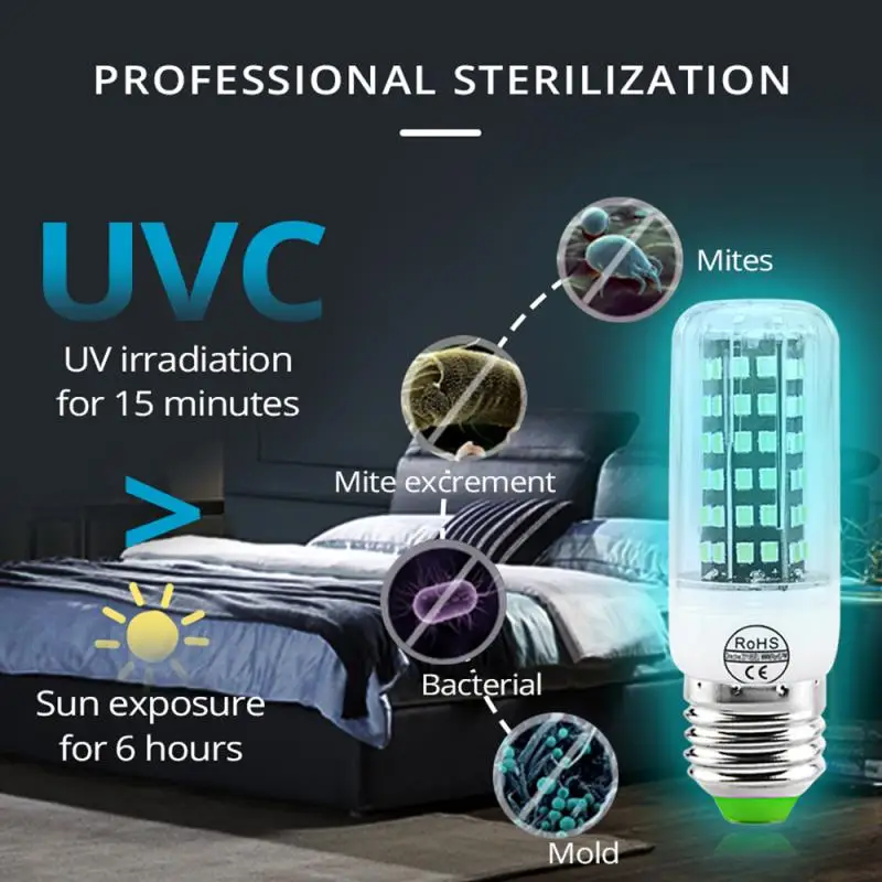 УФ бактерицидная лампа Кукуруза стерилизовать UV-C светильник для дезинфекции