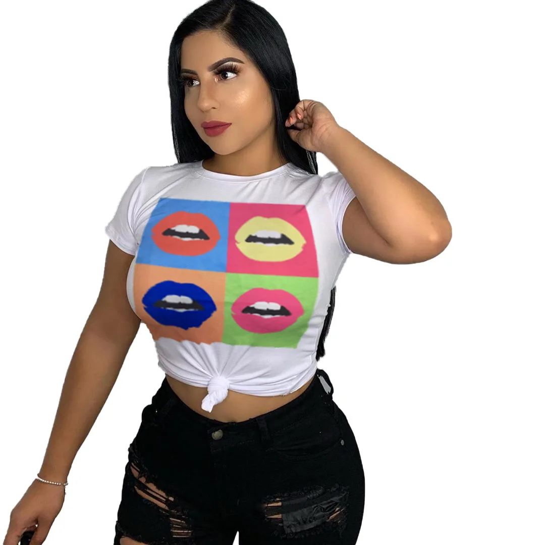 Solid Color Cartoon Lip Print Summer Women T-Shirt Hot Style Model European and American Casual One-Piece S-XL
Solid Color Cartoon Lip Print Summer Women T-Shirt Hot Style Model European and American Casual One-Piece S-XL