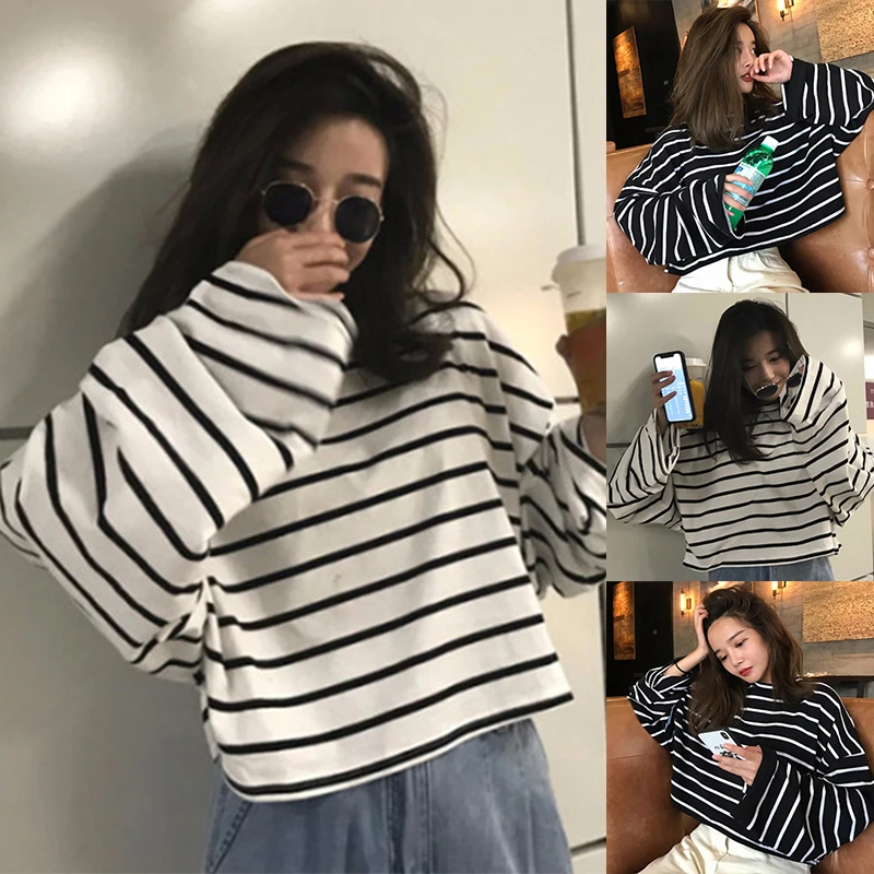 Fashionable All-match Stripe Tops Long Sleeve T-shirts Casual Tee T Shirts Korean Style Baggy T-shirts Korean Style Crew Neck
Fashionable All-match Stripe Tops Long Sleeve T-shirts Casual Tee T Shirts Korean Style Baggy T-shirts Korean Style Crew Neck