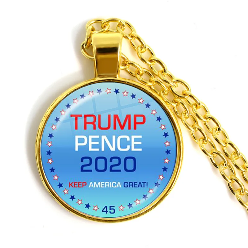 Стеклянное ожерелье с кабошоном изображением Трампа 2020 коллекция сохранить