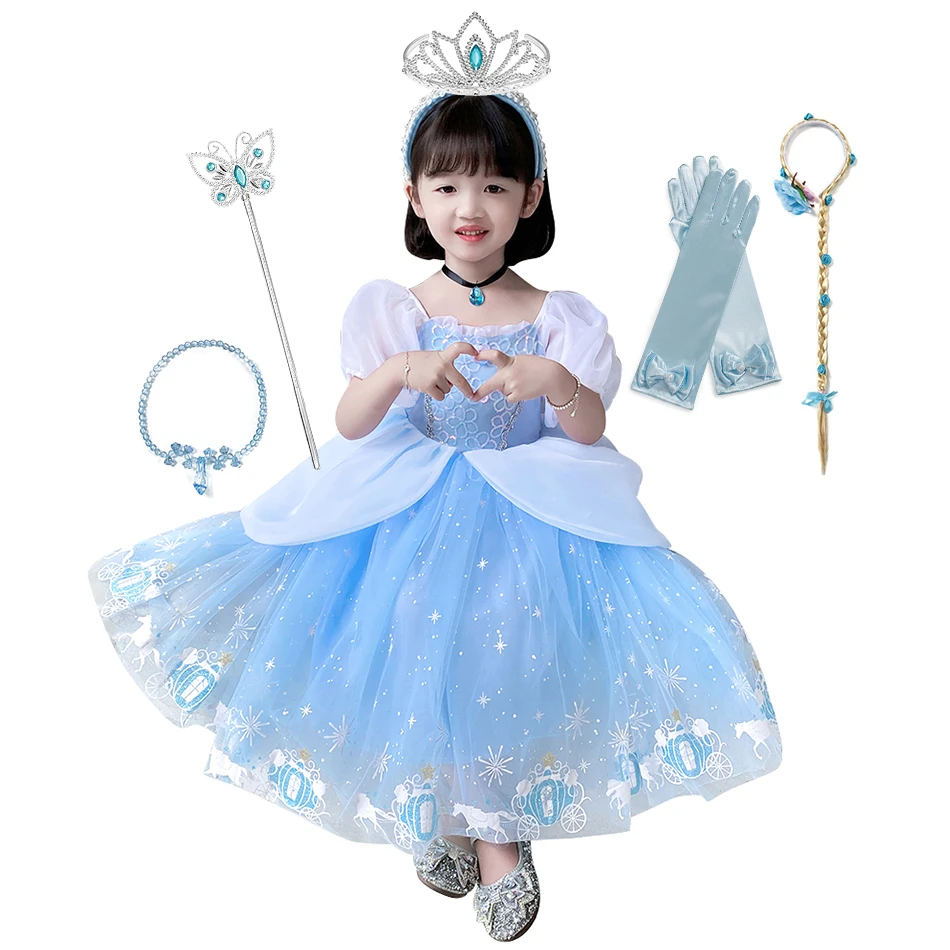 Disney Cinderella Princess Dresses Girls Short Sleeve Sequins Snowflake Ball Gown Kids Wedding Party Costume New Year Clothes
Disney Cinderella Princess Dresses Girls Short Sleeve Sequins Snowflake Ball Gown Kids Wedding Party Costume New Year Clothes