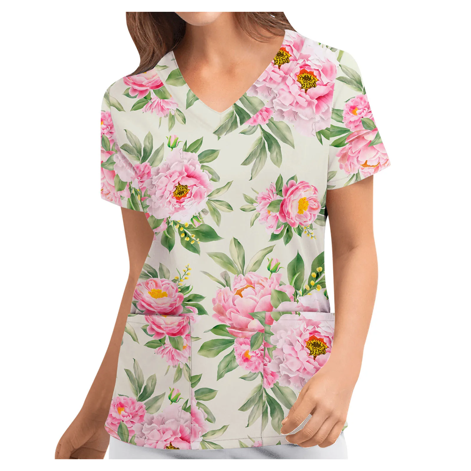 Women Scrub Tops With Pockets Nurse Working Uniform Workwear Top Printed fashion multi-color brush hand coat Summer Clothes A20
Women Scrub Tops With Pockets Nurse Working Uniform Workwear Top Printed fashion multi-color brush hand coat Summer Clothes A20