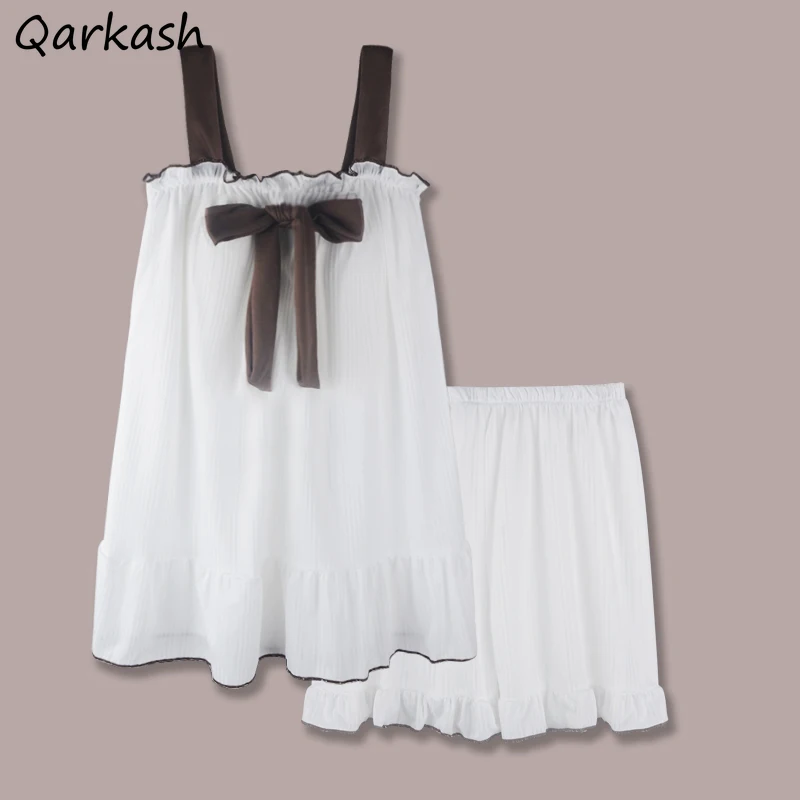 Pajama Sets Women Bowknot Fashion Design Summer Sweet Lightweight Ulzzang Nightwear Japanese Style Girlish Sleeveless Popular
Pajama Sets Women Bowknot Fashion Design Summer Sweet Lightweight Ulzzang Nightwear Japanese Style Girlish Sleeveless Popular