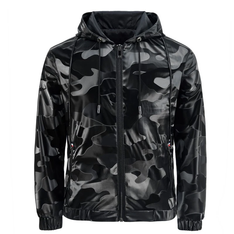 Pop Men's Leather Jacket Hooded PU Leather Jacket Male Camouflage Thin Coat Spring Casual Sportswear Jacket
Pop Men's Leather Jacket Hooded PU Leather Jacket Male Camouflage Thin Coat Spring Casual Sportswear Jacket