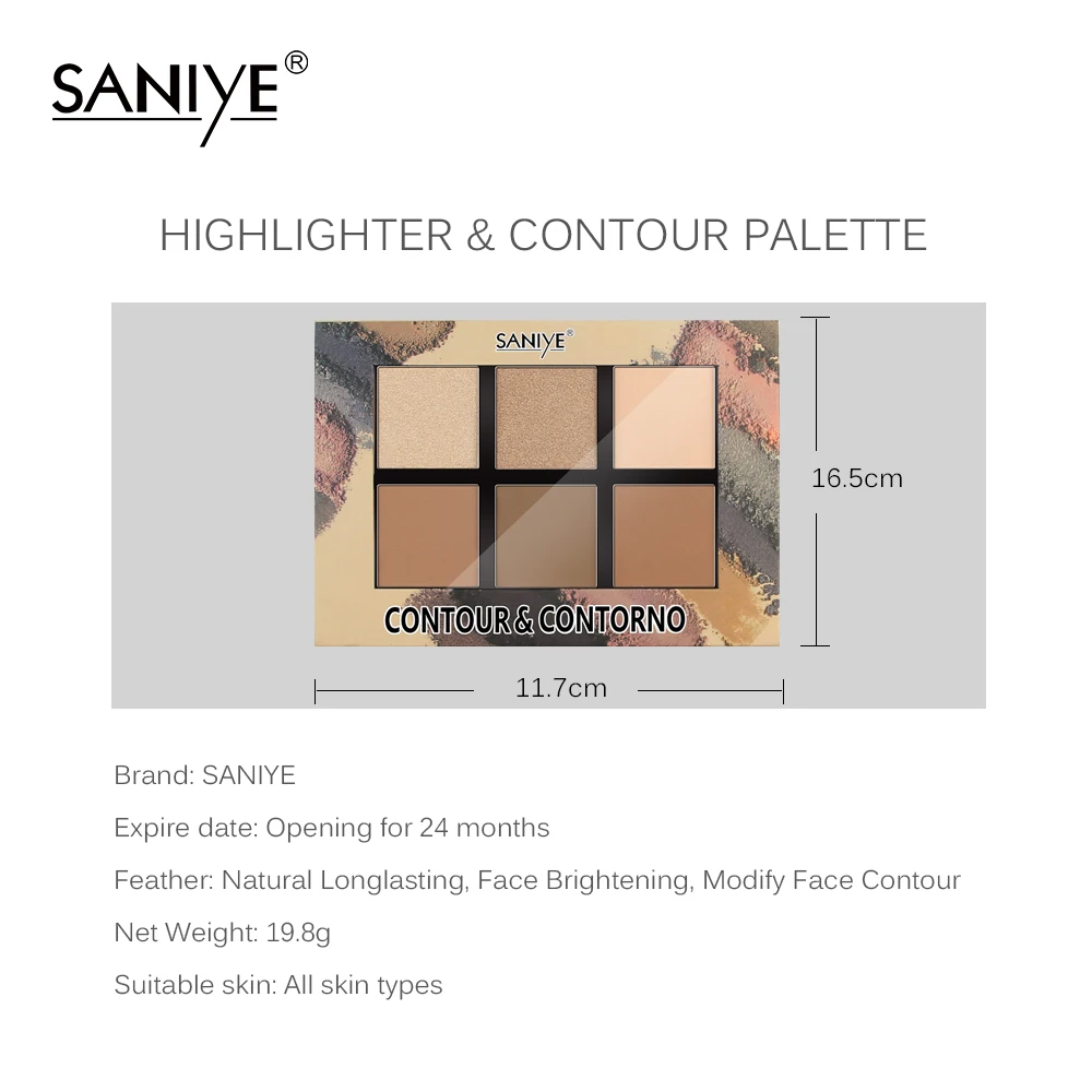 SANIYE Face Highlighter Makeup Face Brighten Contouring Shimmer Shiny Liquid Highlighter Powder Repair Bronzer Palette E0615
SANIYE Face Highlighter Makeup Face Brighten Contouring Shimmer Shiny Liquid Highlighter Powder Repair Bronzer Palette E0615