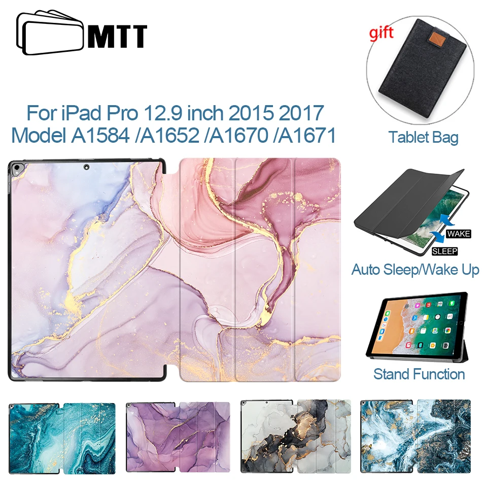 МТТ Чехол для iPad Pro 12 9 2015 2017 1st 2nd Gen мрамор искусственная кожа флип Стенд Смарт
