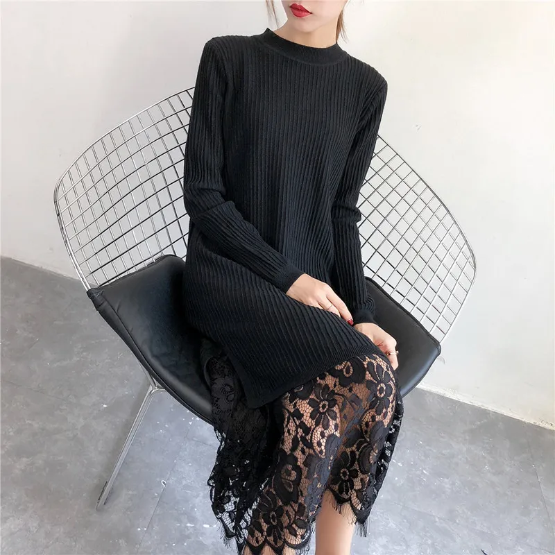 Fdfklak 2020 Women's Fashion Black Lace Dress Long Sleeve Solid Slim Dress Spring Summer New Solid Knitted Dress
Fdfklak 2020 Women's Fashion Black Lace Dress Long Sleeve Solid Slim Dress Spring Summer New Solid Knitted Dress