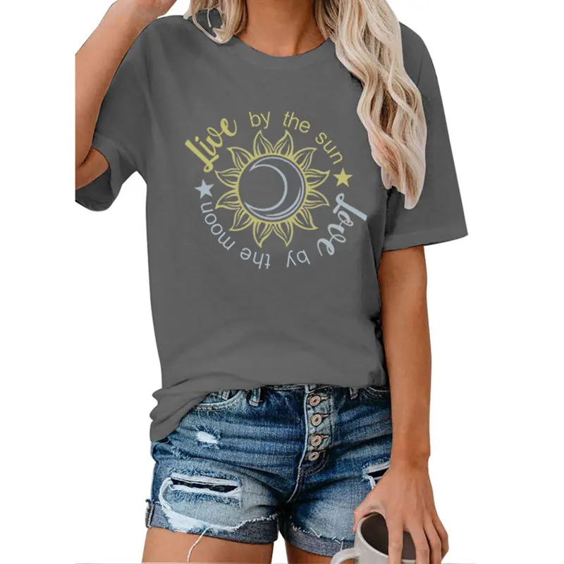 Women Love By The Sunn Love By The Moon Streetwear Ladies Tee Casual Crew Neck Top Hipster Soft Floral Graphics T-Shirt
Women Love By The Sunn Love By The Moon Streetwear Ladies Tee Casual Crew Neck Top Hipster Soft Floral Graphics T-Shirt