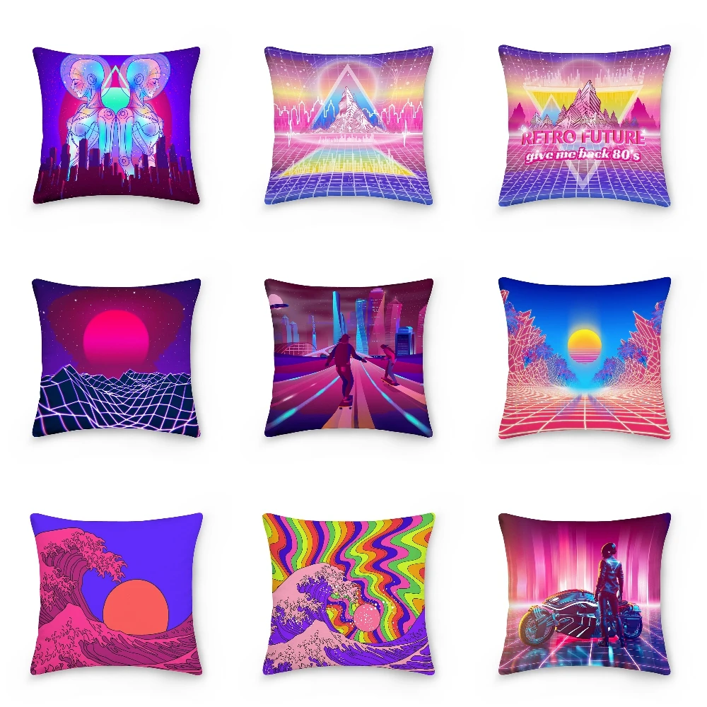 Neon Grid Landscape And Purple Sun Pillowcase New Retro Style Cushion Cover Big Wave Sofa Pillow Cover Home Decorative 45x45cm
Neon Grid Landscape And Purple Sun Pillowcase New Retro Style Cushion Cover Big Wave Sofa Pillow Cover Home Decorative 45x45cm