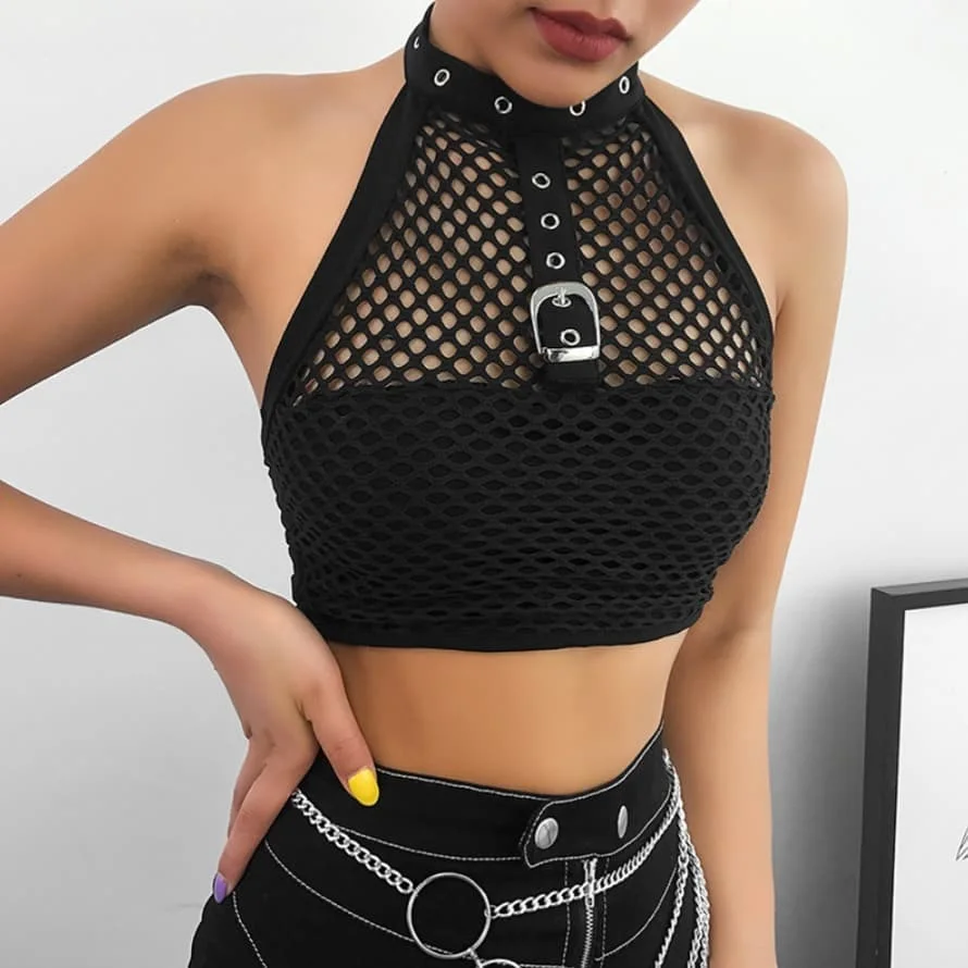 Plus Size Gothic Sleeveless Mesh Hollow Out Crop Tops Women Punk Black Halter Tanks Summer Y2K Backless Clothes Clubwear
Plus Size Gothic Sleeveless Mesh Hollow Out Crop Tops Women Punk Black Halter Tanks Summer Y2K Backless Clothes Clubwear