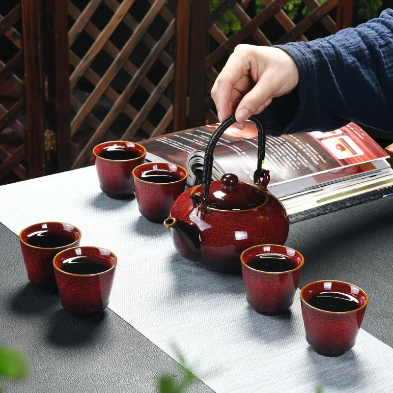Ceramic Tea Set Set Home Creative Kiln Changing Glaze Chinese Kung Fu Tea Set 7pcs Big Pot Big Cup Gift
Ceramic Tea Set Set Home Creative Kiln Changing Glaze Chinese Kung Fu Tea Set 7pcs Big Pot Big Cup Gift