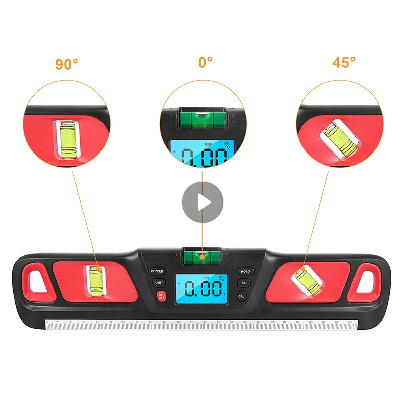 Digital Goniometer Protractor 3 Bubbles Level Measuring Tool Magnetic Base Angle Finder Construction Level Ruler Inclinometer
Digital Goniometer Protractor 3 Bubbles Level Measuring Tool Magnetic Base Angle Finder Construction Level Ruler Inclinometer