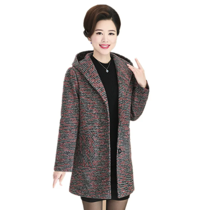 Middle-aged Women's Autumn Winter Plus velvet Thick Woolen Jacket Coat Plus size 5XL Warm Mother's Loose Hooded Woolen Overcoat
Middle-aged Women's Autumn Winter Plus velvet Thick Woolen Jacket Coat Plus size 5XL Warm Mother's Loose Hooded Woolen Overcoat