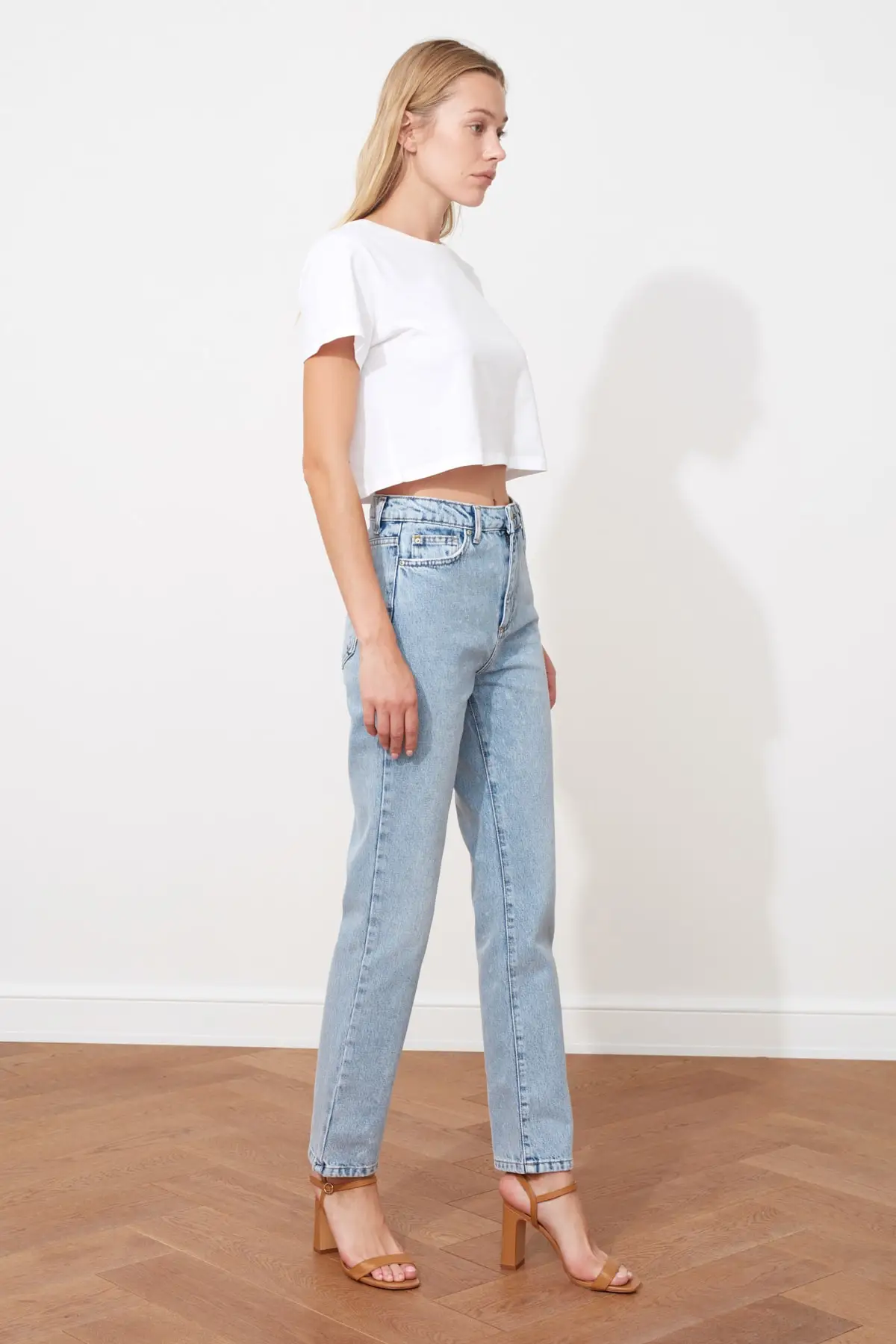 Light Blue High Waist Bootcut Jeans Women Jeans 2021 Fashion