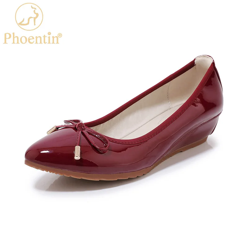 Phoentin Elegant Women's pointed toe wedge pumps soft patent leather mid heel shoes new autumn slip on shallow shoses FT1689 
Phoentin Elegant Women's pointed toe wedge pumps soft patent leather mid heel shoes new autumn slip on shallow shoses FT1689