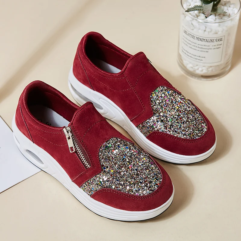 Туфли-качалки женские на толстой подошве, дорожная обувь с подушкой, универсальные повседневные спортивные туфли со стразами для мам 
Туфли-качалки женские на толстой подошве, дорожная обувь с подушкой, универсальные повседневные спортивные туфли со стразами для мам