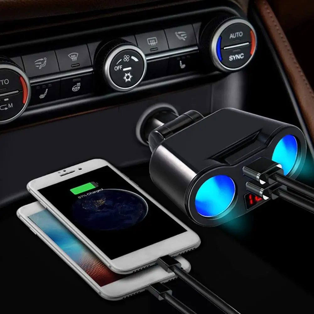 Rotatable Double Cigarette Lighter Dual USB Port Digital Display Car Charger with Led Display Car Fast Charge Charger
Rotatable Double Cigarette Lighter Dual USB Port Digital Display Car Charger with Led Display Car Fast Charge Charger