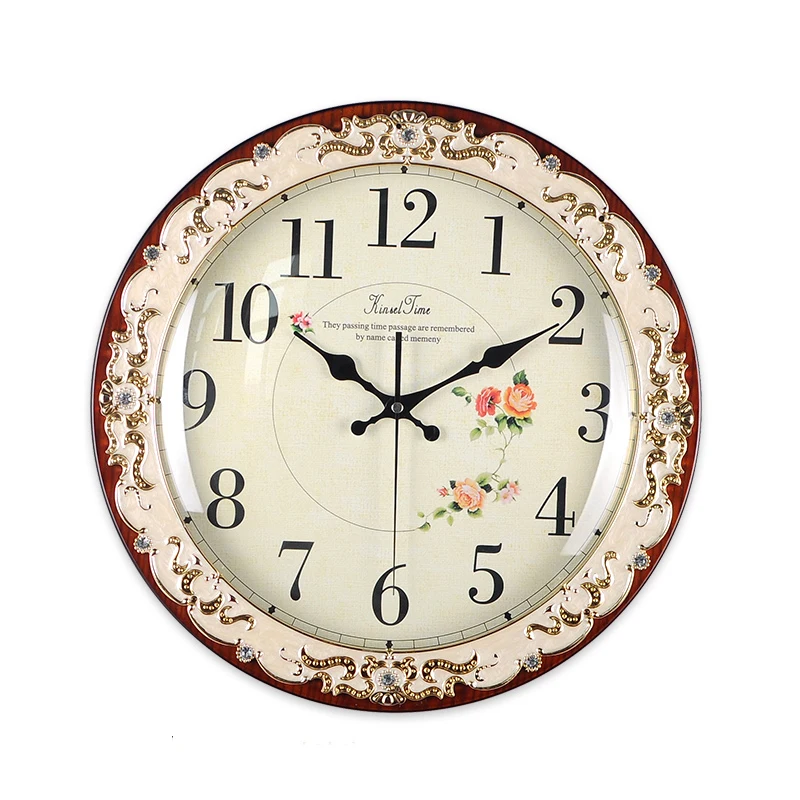 

Pastoral Mute Wall Clock Clocks Living Room European Style Clock Fashion Simple Quartz Clock Creative Bedroom Wall Watch Clock