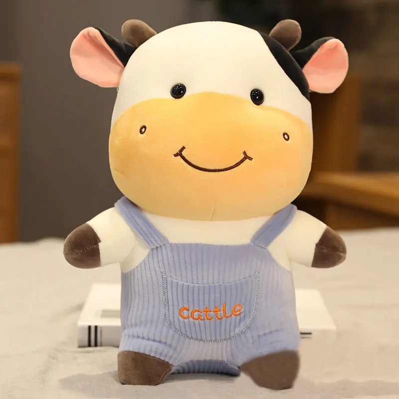 

2021 The Year of OX Mascot Animal Stuffed Plush Toys Doll Cattle with Lucky Bag Calf In Tang Suit Soft Toys New Year Kids Gifts