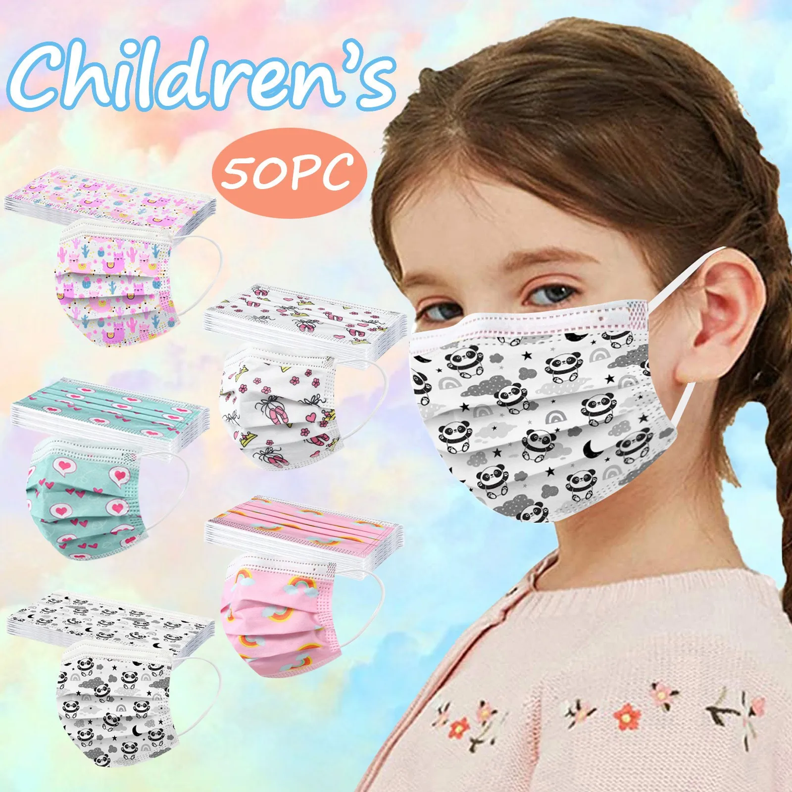 50PC Kids Cartoon Prints Mask Disposable Children's Disposable Face Mask Industrial 3Ply Earloop Bandage Non-woven mascarillas
50PC Kids Cartoon Prints Mask Disposable Children's Disposable Face Mask Industrial 3Ply Earloop Bandage Non-woven mascarillas