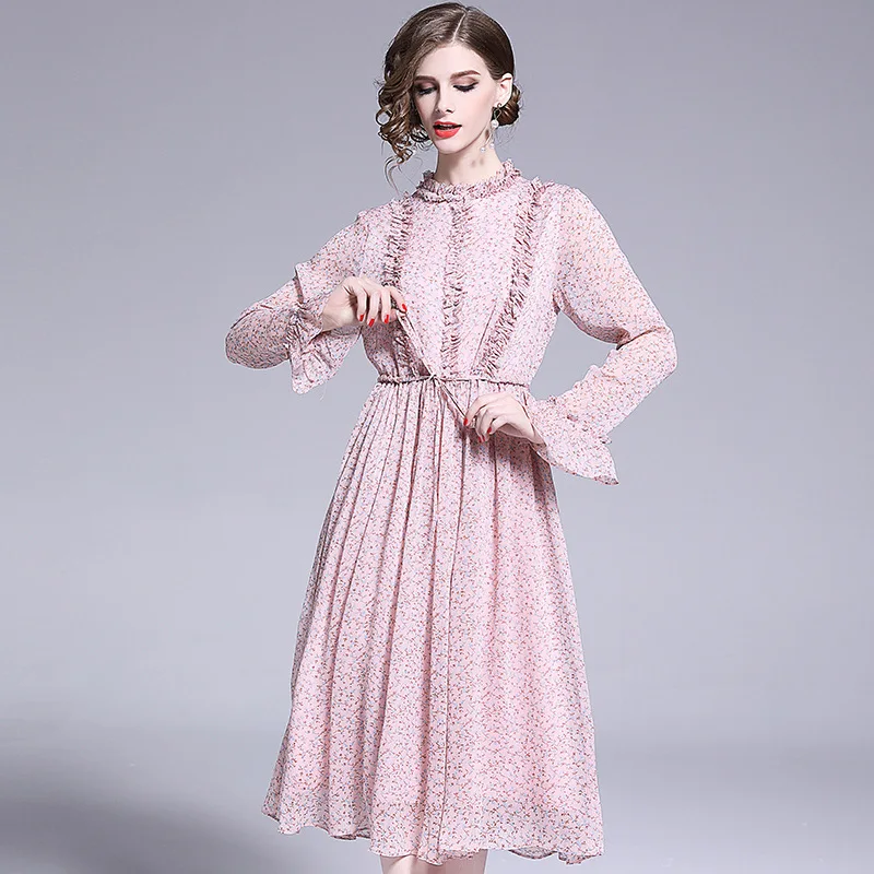Spring and summer 2020 new female temperament lady style age-reducing trumpet sleeve small floral loose flounced chiffon dress
Spring and summer 2020 new female temperament lady style age-reducing trumpet sleeve small floral loose flounced chiffon dress