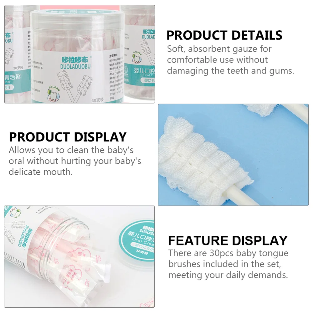 30Pcs Disposable Tongue-coating Brushes Infant Tongue Cleaners Oral Care Brushes 
30Pcs Disposable Tongue-coating Brushes Infant Tongue Cleaners Oral Care Brushes