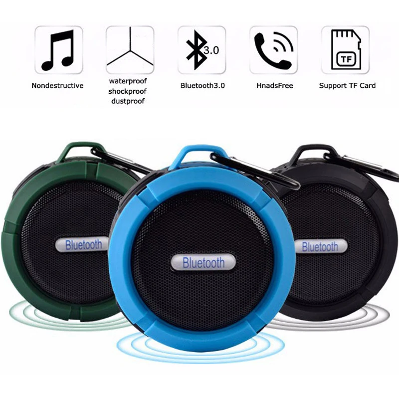 

Mini Portable TF Subwoofer C6 Waterproof Bluetooth Speaker With Big Suction Cup Dustproof Bass Bluetooth Audio Outdoor Speakers