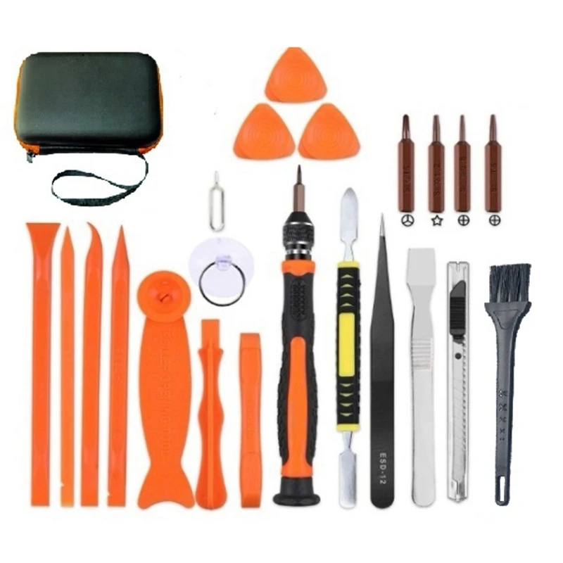

Hot 23 Pcs Professional Opening Pry Tool Repair Set Compatible with Zipper Bag for Cellphone Laptops Tablets