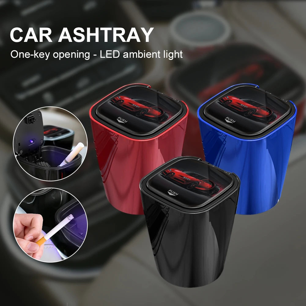 Car Ashtray with LED Light Push Type Lid Multifunctional Smokeless Cigarette Holder Ashtray Trash Can Interior Decoration Decor
Car Ashtray with LED Light Push Type Lid Multifunctional Smokeless Cigarette Holder Ashtray Trash Can Interior Decoration Decor