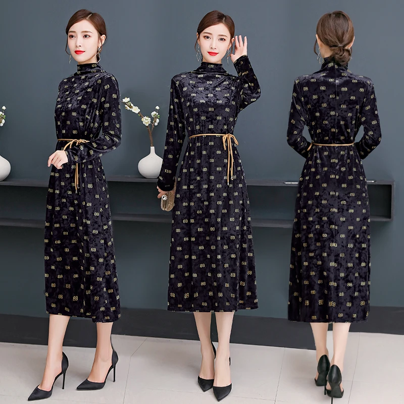 CHUNLI Large size 2019 Autumn and winter new slim high-end temperament full velvet dress female French retro silk velvet dress
CHUNLI Large size 2019 Autumn and winter new slim high-end temperament full velvet dress female French retro silk velvet dress