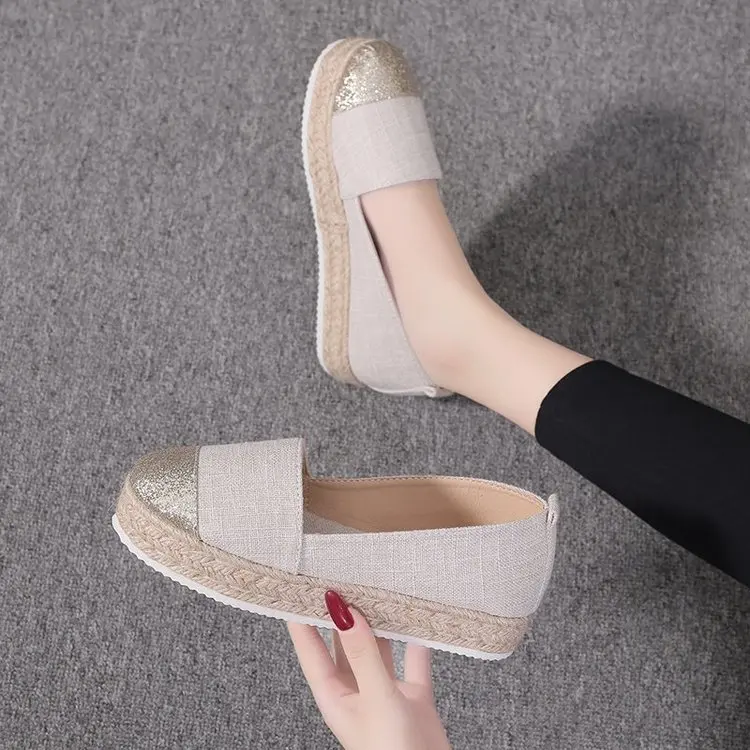 

Woman Espadrilles Women's Loafers for Women 2022 Slip On Shallow Weave Flat Shoes Platform Comfort Ladies Moccasins New