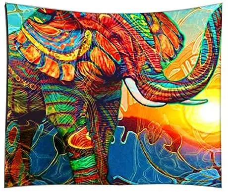 

Mandala Elephant Hippie Bohemian Good Fortune Colorful Elephant Psychedelic Art Wall Tapestries Home Decoration