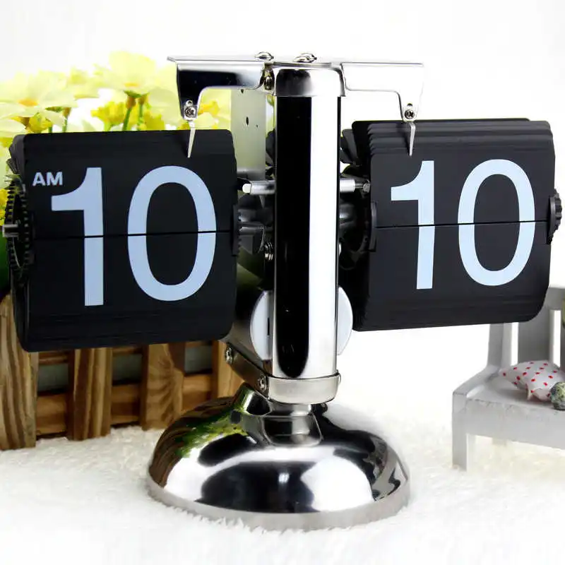 Table Clock Small Scale Retro Flip Quartz Desk Clock Stainless Steel Internal Gear Auto Flip Table Desk Clock Modern Home Decor
Table Clock Small Scale Retro Flip Quartz Desk Clock Stainless Steel Internal Gear Auto Flip Table Desk Clock Modern Home Decor