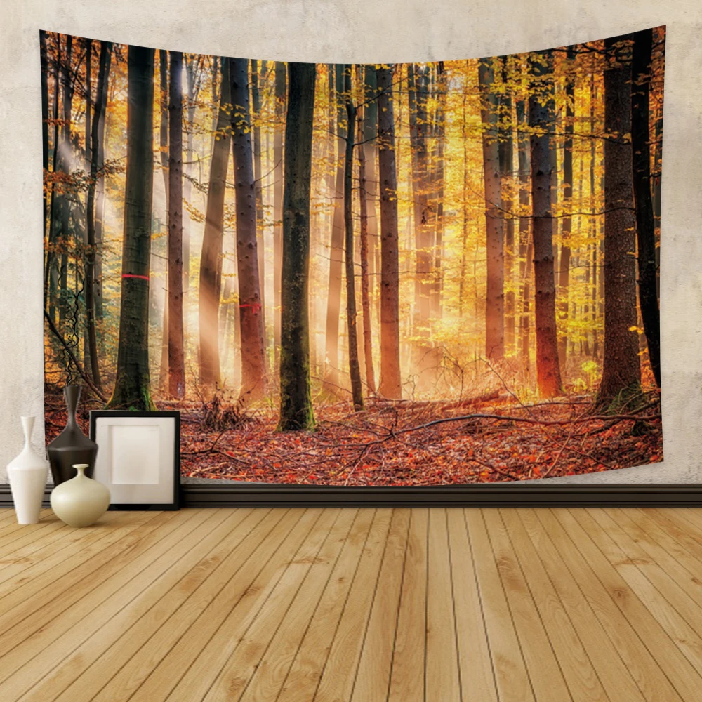 

Laeacco Tapestry Cloth Wall-Carpet Tree-Wall-Hanging Psychedelic Nature Landscape Fantasy-Decor Forest Blanket Throw-Rug