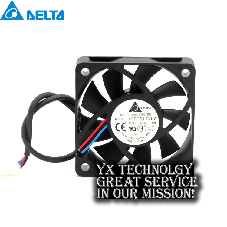 

2pcs Delta 60*60*15mm AFB0612VHC 6015 60mm 12V 0.36A 6CM three-speed cooling fan