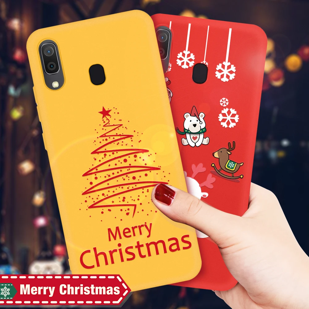 Мягкий силиконовый чехол для Samsung Galaxy A7 2018 A70 A40 A20 A30 A50 A10 с рисунком рождественской