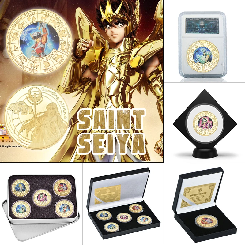 WR 5 шт. Saint Seiya позолоченные искусственные монеты в коробке японский вызов