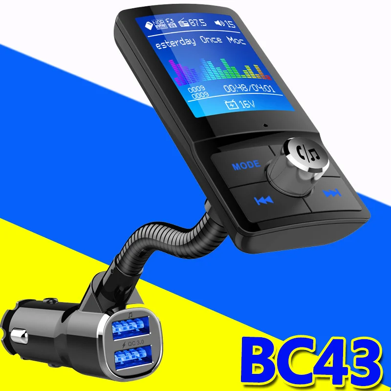 Автомобильный MP3-плеер bc43, многофункциональный плеер с Bluetooth qc3.0, с большим цветным экраном, FM, Bluetooth, MP3
Автомобильный MP3-плеер bc43, многофункциональный плеер с Bluetooth qc3.0, с большим цветным экраном, FM, Bluetooth, MP3