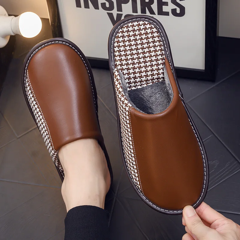 Fashion PU Leather Couple Indoor Home Slippers Warm Soft Plush Non-Slip Floor Men Shoes Waterproof Women Winter Slippers 2021
Fashion PU Leather Couple Indoor Home Slippers Warm Soft Plush Non-Slip Floor Men Shoes Waterproof Women Winter Slippers 2021
