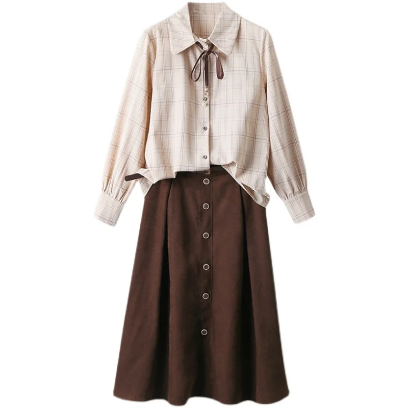 COIGARSAM Vintage Plaid Women Skirt Spring Fashion Full Sleeve Skirts 3576075
COIGARSAM Vintage Plaid Women Skirt Spring Fashion Full Sleeve Skirts 3576075