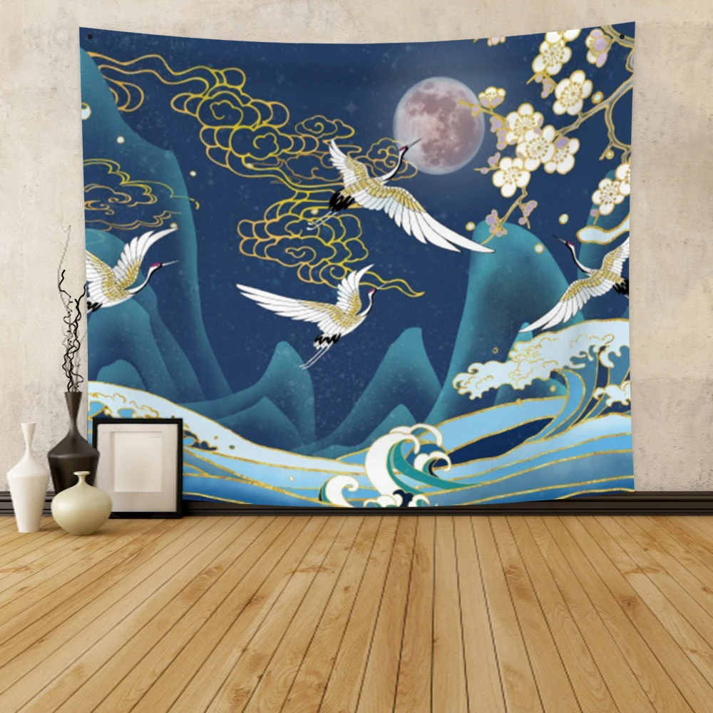 Laeacco Fashion Tapestry Japanese Style Waves Crane Wall Hangings Chart Bedside Room Festival Wedding Restaurant Wall Decor 
Laeacco Fashion Tapestry Japanese Style Waves Crane Wall Hangings Chart Bedside Room Festival Wedding Restaurant Wall Decor