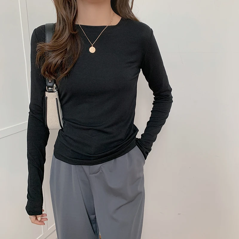 Spring Women O-neck Long Sleeve Bottoming Modal T-shirts Tee Girls Solid Slim Thin Undershirts Tees T shirts Tops Female
Spring Women O-neck Long Sleeve Bottoming Modal T-shirts Tee Girls Solid Slim Thin Undershirts Tees T shirts Tops Female