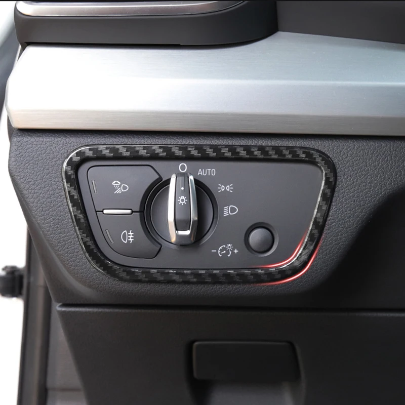 ABS Silver / Carbon Striation Headlight Fog Light Switch Button Control Frame Decoration Cover For Audi Q5 2018 2019 Car Styling 
ABS Silver / Carbon Striation Headlight Fog Light Switch Button Control Frame Decoration Cover For Audi Q5 2018 2019 Car Styling